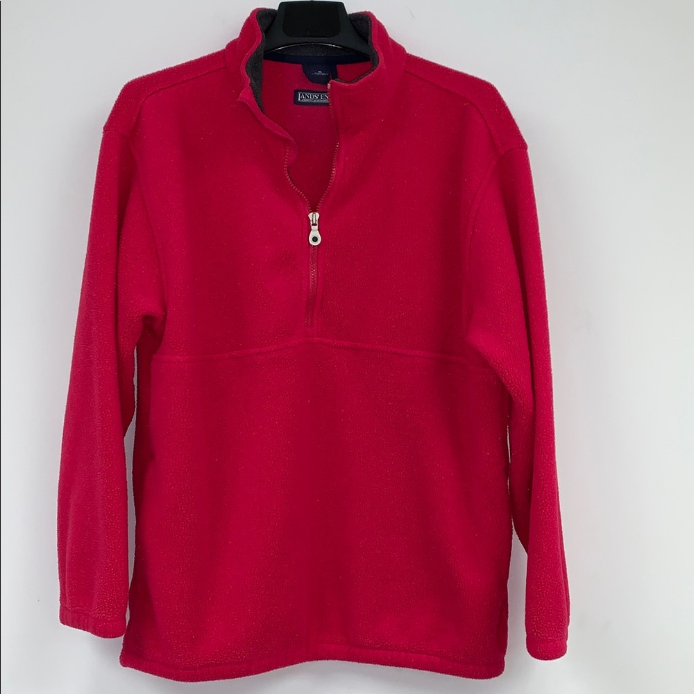 Lands' End Polartec Fleece Dark Pink Half-Zip Jacket Size XL